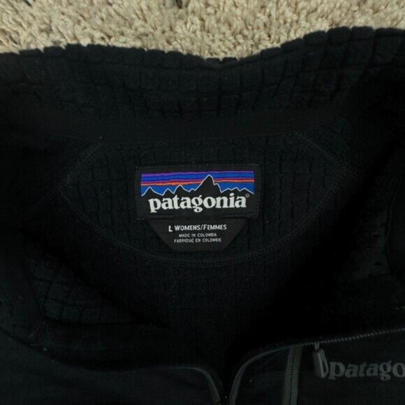 Patagonia Women Large Black Jacket 1/3 Zip Waffle Fleece Lined Chest Polartec - Picture 6 of 13